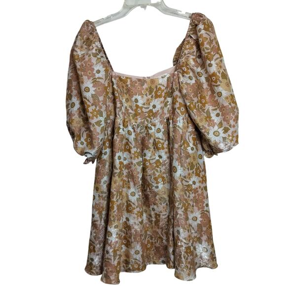 4681) Storia Retro Floral Puff Sleeve Baby Doll Cottagecore Mini Dress Medium - Picture 2 of 9